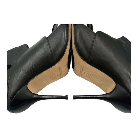 Leon Max Black Palor All Leather Open Toe Heels Wrap Ankle Sz 8M - Picture 8 of 16
